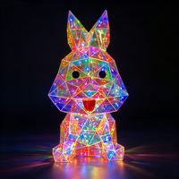 Figurine de lapin LED irisée, statue de lapin lumineuse, décoration alimentée par USB, décoration de table à domicile, cadeaux de fête