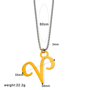 Collar con Signo Zodiacal de Acero Inoxidable, Chapado en Oro de 18K PVD, Colgante de Horóscopo, Cadena Hipoalergénica, Resistente al Deslustre, en Stock - Product Image 5