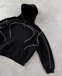 Набор для бега в стиле хип-хоп с трикотажным спортивным костюмом и спортивным костюмом Y2K в полной хлопковой толстовке с капюшоном 500gsm для модного бега по индивидуальному заказу - Product Image 2