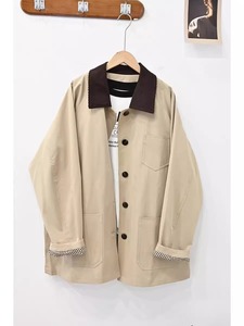 2025 Retro Color-Block <span class=keywords><strong>Trench</strong></span> Coat-Chaqueta de trabajo de estilo británico de gran tamaño coreano para mujeres pequeñas - Product Image 2