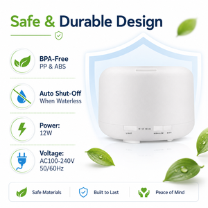 Diffuseur d'arômes blanc sans BPA <span class=keywords><strong>de</strong></span> 1000 ml, humidificateur d'huiles essentielles, LED 7 couleurs, arrêt automatique haute/basse intensité, minuterie 1H/2H/3H, pour la maison et le bureau - Product Image 5