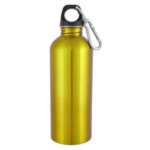 Botol air olahraga, bebas BPA 500ML 18/8 Stainless Steel dalam gaya klasik dengan tutup kait Carabiner untuk minum