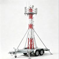 Tour de communication d'urgence mobile sur remorque avec mât télescopique en acier, dépliage rapide, pylon d'antenne portable OEM