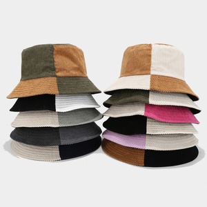 Sombreros de Pescador de Pana Bicolor al por Mayor con Logotipo Personalizado, Retro, a Rayas, Patchwork, Casuales, para Viajes al Aire Libre, de Verano, de Algodón - Product Image 2