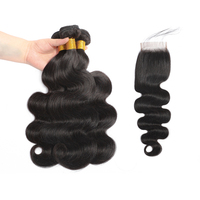 Tissage en lot brésilien 100% naturel avec Lace Frontal Closure, imitation vison brut, Extension de cheveux, vente en gros