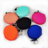 Portefeuille en néoprène de forme mignonne, couleur bonbon personnalisée, pochette pour écouteurs, mini porte-monnaie avec anneau