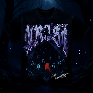 T-shirt da uomo Solo Leveling Sung Jinwoo Art Black Mineral Wash, girocollo, manica corta, stampa casual, vestibilità aderente - Product Image 2