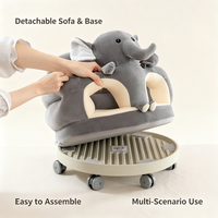 Canapé d'apprentissage pour enfant avec roulettes, siège en peluche cristalline, patins amovibles, balançoire multifonctionnelle pour jouer