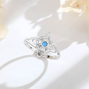 Anello Nodo della Strega con Opale Blu Magico Merryshine, Argento Sterling 925, Anillo Plata 925, Gioiello Regolabile Stile Irlandese - Product Image 6