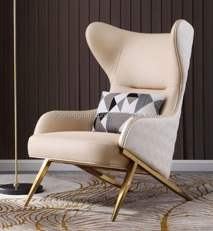 Modern living room lounge recliner Luxury stainless steel Nordic leisure armchair single sofa lazy chair