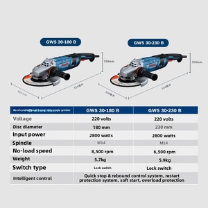 Meuleuse d'angle sans balais robuste GWS30-180B/230B de 7/9 pouces, 3000W, alimentation CA - Product Image 4