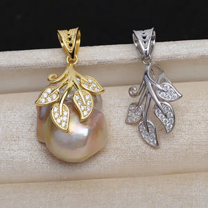 Colgante de Hoja de Árbol Barroco de Plata S925 con Perla Irregular, Collar de Joyería de Moda para Mujer, Accesorio DIY, Base Vacía 4412 - Product Image 2