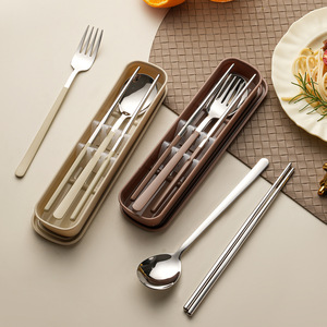 Tableware <b>Set</b> with Case Stainless Steel Travel Camping Pack with Box Portable Cutlery <b>Sets</b> - Product Image 4