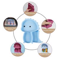 Ensemble de bols et d'assiettes à ventouse sur le thème des dinosaures, sans BPA, en silicone, pour bébé, avec boîte cadeau pour enfants