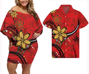 2022 Sexy Jurk Voor Dames Hawaii Bloem Streep Print Vrouwen Pak Plus Size Zomer Kleding Sets Wedstrijd Mannen Shirt Paar kleding