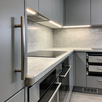 Armoires de cuisine RTA Shaker avec tiroirs à fermeture amortie et emplacements pour four encastré