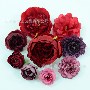 Fleurs artificielles en soie bordeaux Dongchen Arts Crafts, base de fleurs de 10 cm et moins, pour décorations de mariage et de maison - Product Image 3