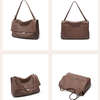Sacs à main en cuir de vachette véritable, fabrication directe usine, pour femmes, style vintage, avec rabat à fermoir, sac à bandoulière, sac hobo souple, sac fourre-tout, sac bandoulière, OEM ODM