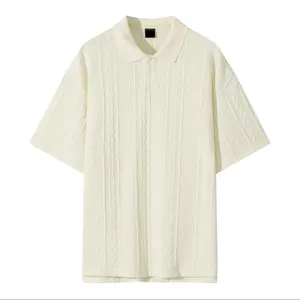Camiseta polo masculina de manga curta texturizada personalizada de qualidade para homens, camiseta de lapela de verão respirável de meia manga High Street