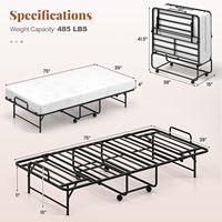 Lit d'appoint pliant pour bureau, appartement, chambre à coucher, avec cadre métallique robuste, roues verrouillables, gain de place, matelas portable