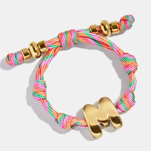 Personalizzabile intrecciato braccialetto di corda regolabile iniziale lettera Charm colorato amicizia gioielli per le donne uomini all'ingrosso - Product Image 5