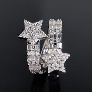 Стильное женское кольцо с бриллиантами в европейском американском стиле хип-хоп со звездами, модное 925 Серебряное кольцо с муассанитом, полностью инкрустированные Кольца в наличии - Product Image 5