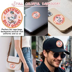Silly Goose Patch Round Pink Embroidery <b>Hook</b> And Loop For Bags Backpacks <b>Dog</b> Harnesses - Product Image 4