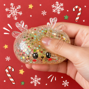 Christmas Limited Edition Glitter Reindeer Squishy Toy with Red Steamer Style <b>Pack</b> Soft Stress Relief Sensory <b>Fidget</b> Gift - Product Image 1