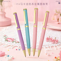 Stylo à bille en métal esthétique avec logo personnalisé, finition dorée, rechargeable, fournitures scolaires et de bureau