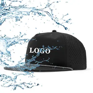Custom Logo Blank 5 Panel Waterproof Fitted Rope Hat Laser Cut Performance Snapback Hat women men summer trucker mesh cap hat