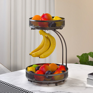 Panier à fruits chaud avec crochet pour bananes, panier à fruits à <span class=keywords><strong>2</strong></span> niveaux, en vente - Product Image 4