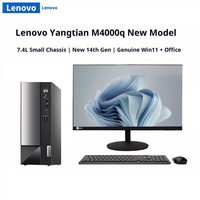 PC Desktop Mini Lenovo Yangtian M4000q Monitor LCD 21,5 inci Intel Core I5-14400 RAM 16GB DDR4 SSD 1TB Baru untuk Penggunaan Bisnis dan Kantor