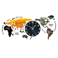 Mural Decorativo de Pared con Mapa del Mundo Creativo de Alta Gama Personalizado por YZOK para Sala de Estar y Oficina, Reloj Silencioso