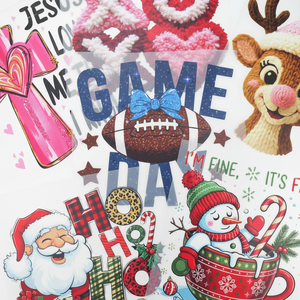 De nombreux motifs disponibles, faux fil, broderie Mardi Gras, transfert DTF, vinyle pour football, concepts de papier, transfert DTF pour vêtements - Product Image 1