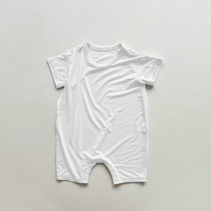 Venta directa de fábrica nuevo verano niños Color sólido ropa de bebé Modal suave Color sólido cuello redondo fino mameluco de una pieza - Product Image 4