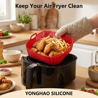 Revêtement carré en silicone pour friteuse à air, antiadhésif, réutilisable, panier pour friteuse à air, certifié FDA, 22,5 cm, compatible lave-vaisselle, plaque de cuisson pour four