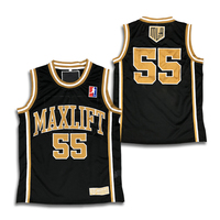 Maillot de basket rétro noir personnalisé avec logo brodé, design classique, maillots de basket en mesh rétro