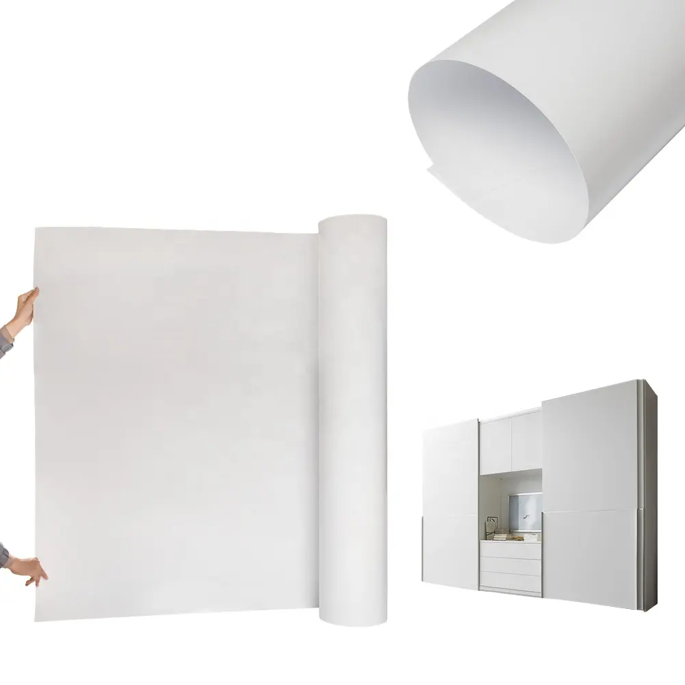 Película antiarañazos PETG para muebles, láminas laminadas de plástico, Color sólido blanco, para Panel de muebles, 0,5mm, 0,8mm, 4x8