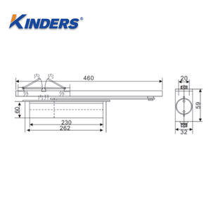 Ferme-porte dissimulé Fonction de contrôle arrière Aluminium 40-65kg Système de sécurité incendie pour hôtel scolaire - Product Image 3