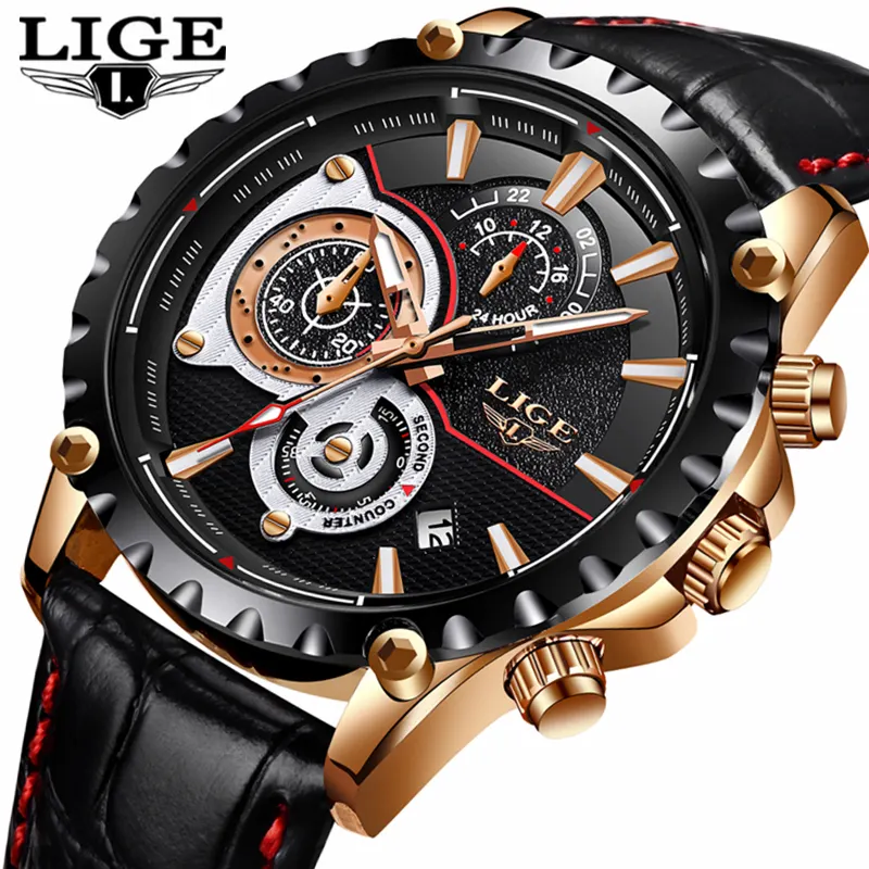 New Fashion LIGE 9842 Mens Watch Men Full Steel Business Watch Date Chronograph Quartz-watch Male Gifts Clock Relogio Masculino