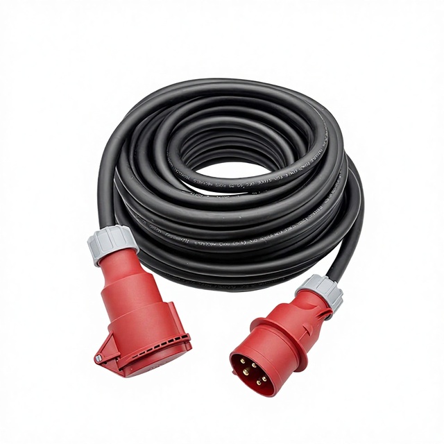 50M Heavy Duty Industrial Extension Cord 32A IP44 Outdoor Rubber Power Lead CE ROHS Certified Class 5 Copper Conductor for