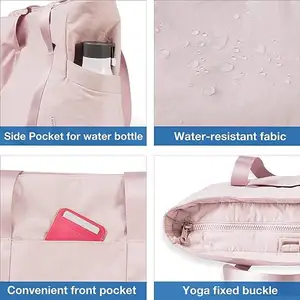 Beauty Portable Women Tote Bag Large Shoulder Bag Top Handle Handbag With Yoga Mat Buckle For Gym