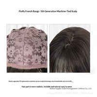 Perruque japonaise coréenne en tissu synthétique noir pour femme, cheveux longs et raides, avec simulation de cuir chevelu, franges naturelles et volumineuses, couvre-tête complet raffiné, fabriquée à la machine