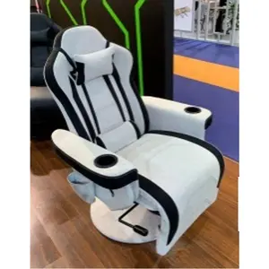 Luxury Gaming Chair With Cup Holder White Racing Style PU Leather Ergonomic Seat Swivel Office Gaming Sofa With Footrest