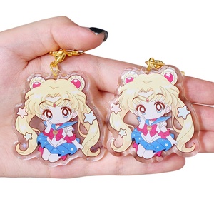 Customized Acrylic Keychain With Glitter Face Charm UV/Digital Printed Mirror Keychain