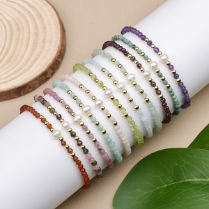 3MM pietra naturale <span class=keywords><strong>rosa</strong></span> opale brasiliano amazzonite turchese ametista e <span class=keywords><strong>perle</strong></span> d'acqua dolce bracciali regolabili per le donne - Product Image 3