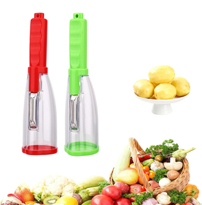 Pelador de Verduras Autónomo con Recolector de Cáscaras Integrado, Cuchilla Afilada de Doble Acción, Tapa Desmontable, Grado Alimenticio, Diseño Ergonómico para Cocina - Product Image 1