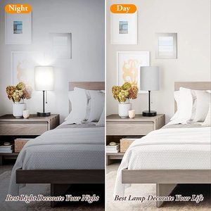 Vải hiện đại SHADED bảng đèn với USB sạc cổng và màu xám vải bóng râm cho phòng khách và phòng ngủ - Product Image 2