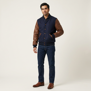 2026 Hot Sale Logo Embroidery College <b>Baseball</b> <b>Men's</b> Stand Collar 100% Cotton Breathable Winter <b>Jacket</b> Customized Color Style - Product Image 1