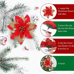 Promotion 2024 : Décoration de Noël, fleurs de Poinsettia, ornements pour la maison, petites fleurs artificielles pour les fêtes - Product Image 4